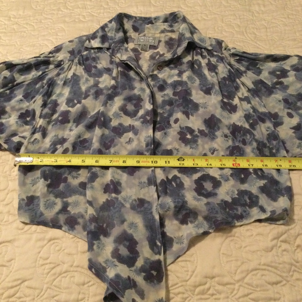 Tie-Front Floral Blouse - Blue/Gray - Picture 7 of 7